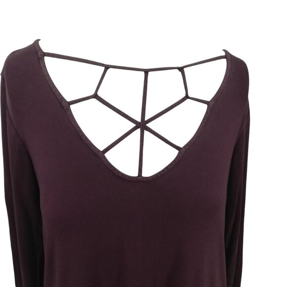 American Eagle Soft & Sexy T Long Sleeve Lattice Shirt Size S Curved Hem Stretch - Picture 2 of 12